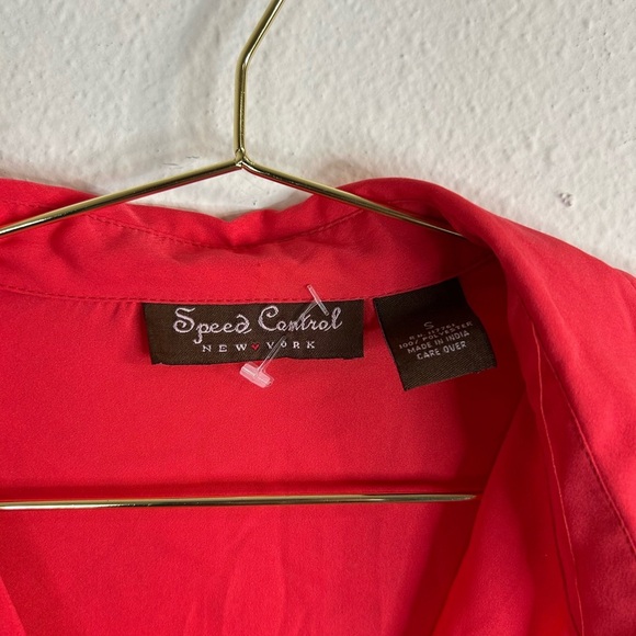 Speed Control Coral Shirt Dress Small Button Front Tab Sleeve Casual Tunic Style - Picture 8 of 12